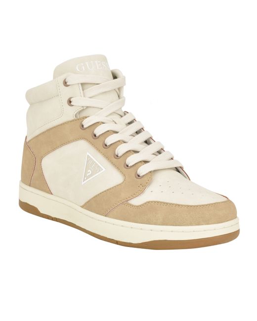 Guess Tubulo High Top Lace Up Fashion Sneakers Light Natural