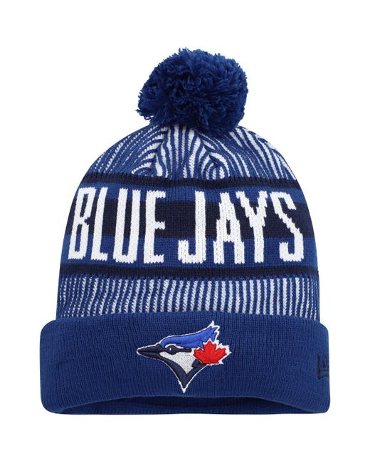 New Era Toronto Jays Striped Cuffed Knit Hat with Pom