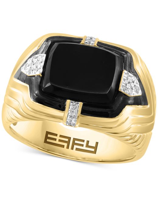 Effy Collection Effy Onyx Diamond 1 ct. t.w. Ring Gold-Plated Sterling Silver
