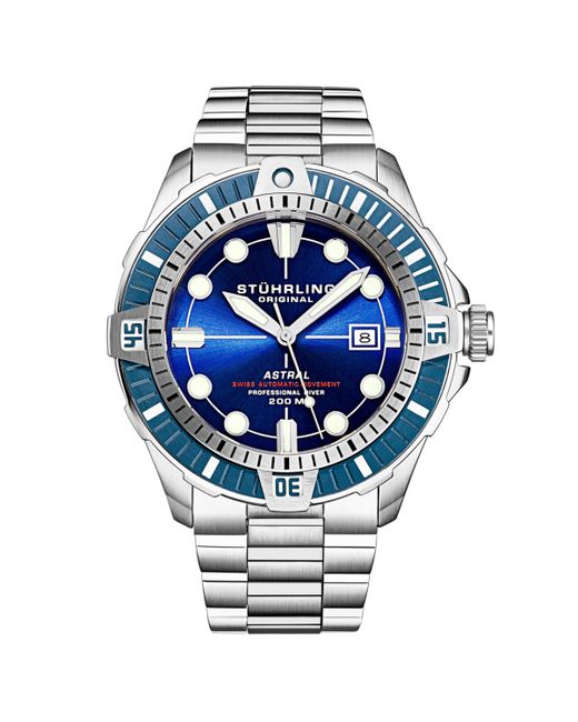 Stuhrling Aquadiver Blue Dial 45mm Round Watch