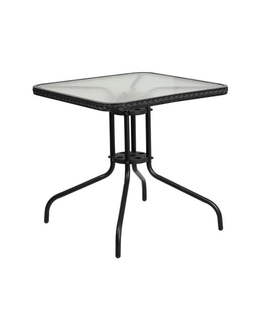 Emma+oliver 28 Square Tempered Glass Metal Table With Edging