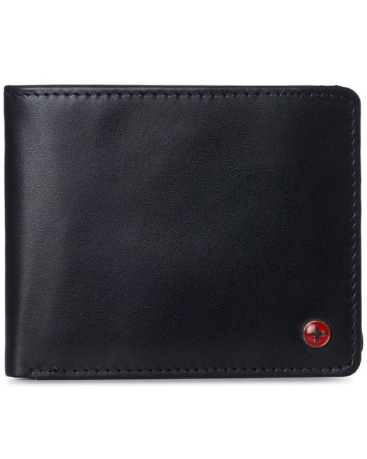Alpine Swiss Rfid Protected Leather Wallet Center Flip Commuter Bifold 2 Id