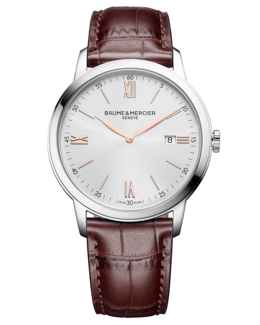 Baume & Mercier Swiss Classima Brown Leather Strap Watch 42mm
