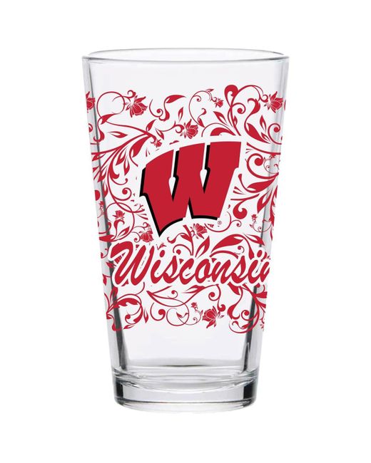 Indigo Falls Wisconsin Badgers 16 Oz Pint Glass
