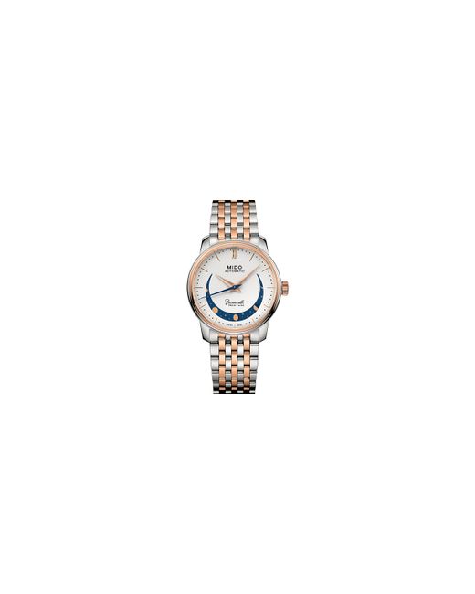 Mido Swiss Automatic Baroncelli Smiling Moon Two Tone Stainless Steel Bracelet Watch 33mm