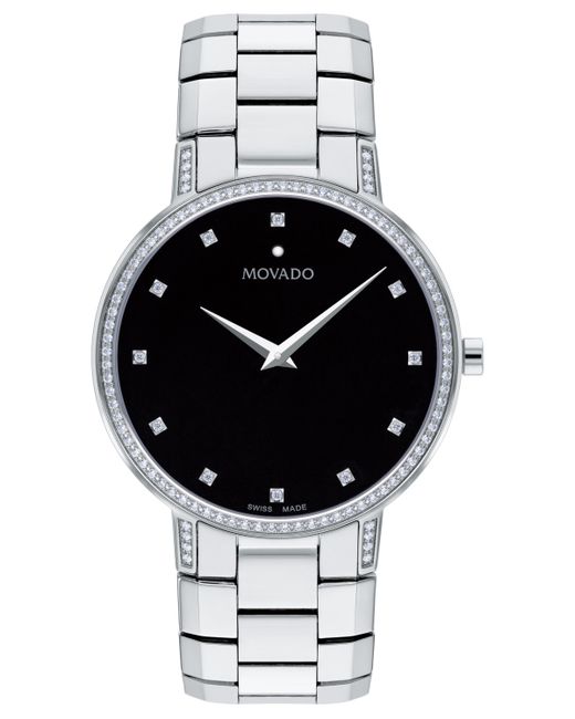 Movado Swiss Faceto Diamond 3/8 ct. t.w. Stainless Steel Bracelet Watch 39mm