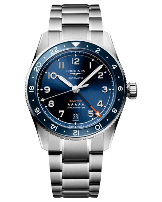 Longines Swiss Automatic Spirit Zulu Time Stainless Steel Bracelet Watch 39mm