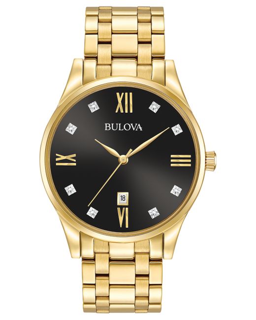 Bulova Dress Diamond Accent Tone Stainless Steel Bracelet Watch 40mm