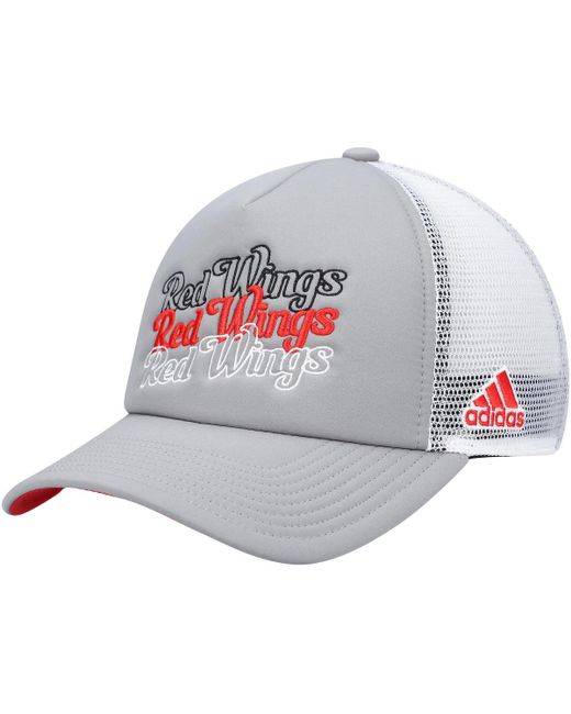 Adidas White Detroit Red Wings Foam Trucker Snapback Hat