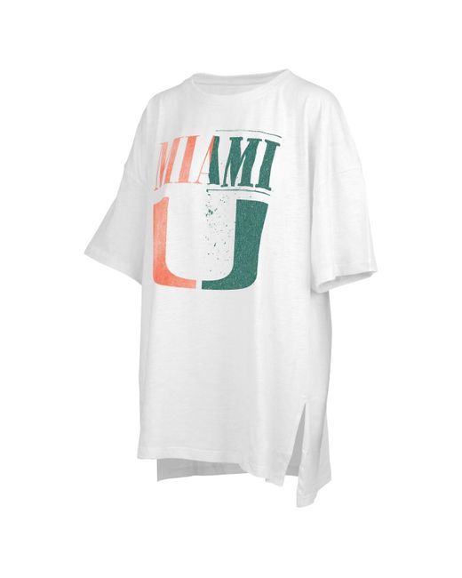 Pressbox Distressed Miami Hurricanes Lickety-Split Oversized T-shirt