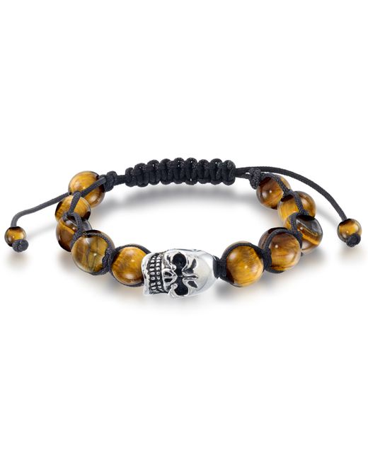 Andrew Charles By Andy Hilfiger Onyx Bead Skull Bolo Bracelet Stainless Steel Also Agate