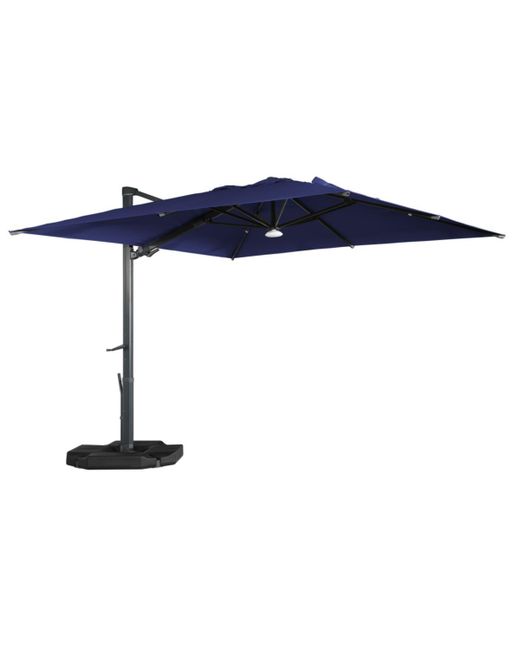 Mondawe 10ft Square Solar Led Cantilever Patio Umbrella with Included Base Stand Bluetooth Light