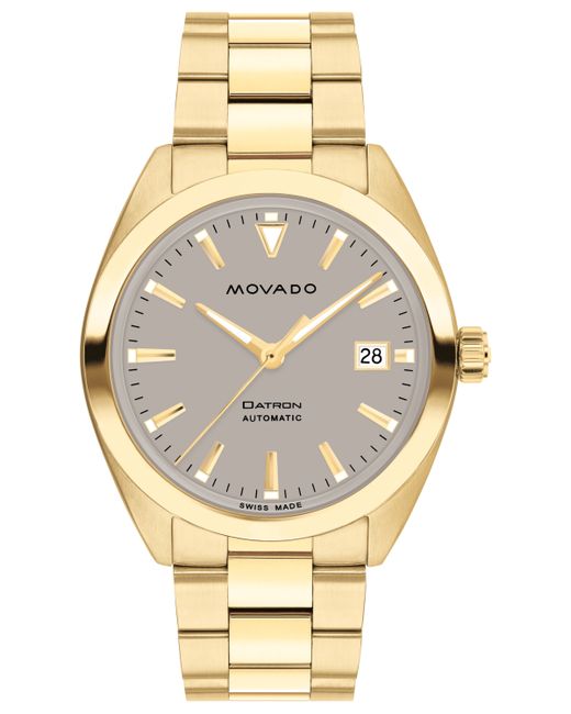 Movado Datron Swiss Auto Ionic Plated Gold Steel Watch 40mm