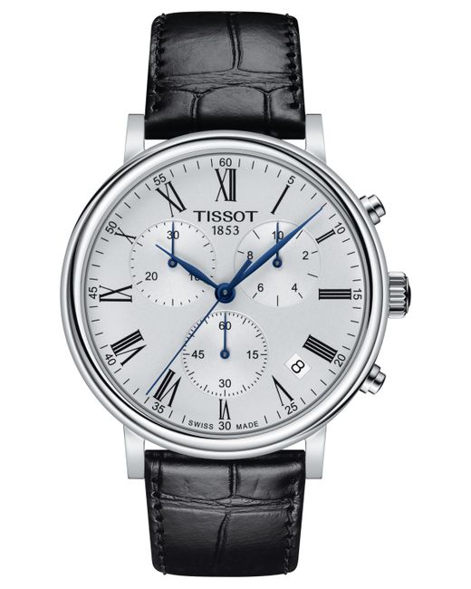 Tissot Carson Premium Chronograph Black Leather Strap Watch 41mm