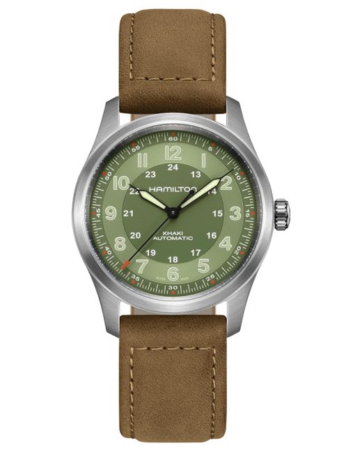 Hamilton Swiss Automatic Khaki Field Brown Leather Strap Watch 38mm