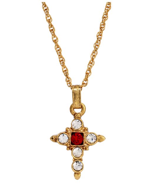 Symbols of Faith 14K Gold Dipped Dark and Crystal Cross Pendant Necklace
