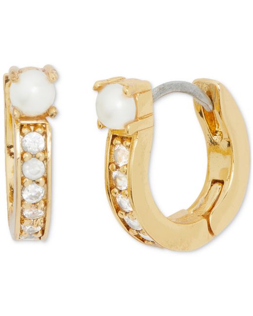 Kate Spade New York Gold-Tone Extra-Small Pave Imitation Huggie Hoop Earrings 0.47