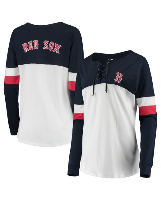 New Era and Navy Boston Red Sox Lace-Up Long Sleeve T-shirt