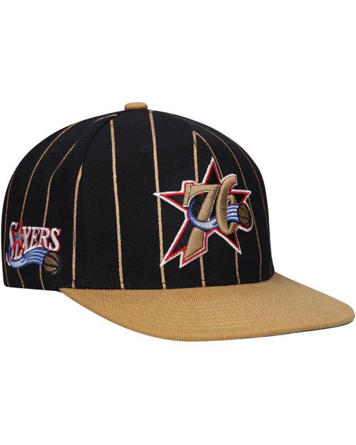Mitchell & Ness Gold Philadelphia 76ers Hardwood Classics Pinstripe Snapback Hat