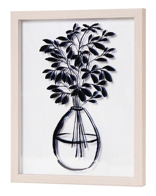 American Art Decor Branch Leaves a Vase Printed Glass Wall Art 12 x 15