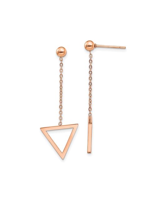 Chisel Polished Rose plated Triangle Dangle Earrings
