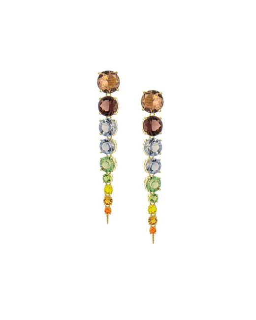 Rivka Friedman Graduated Rainbow Crystal Multi Dangle Earrings