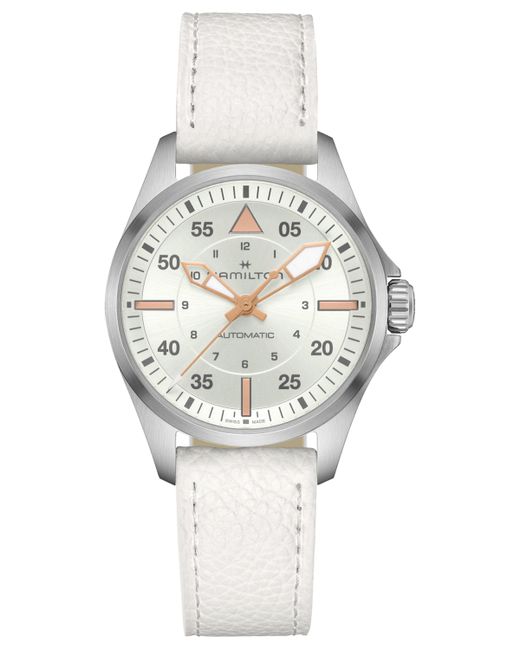 Hamilton Swiss Automatic Khaki Aviation Leather Strap Watch 36mm