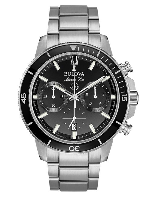 Bulova Chronograph Marine Star Stainless Steel Bracelet Watch 45mm