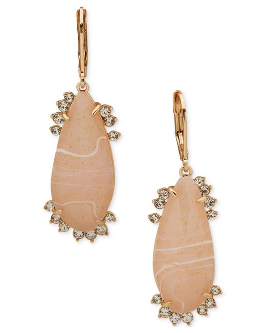 Lonna & Lilly Gold-Tone Pave Crackled Stone Drop Earrings