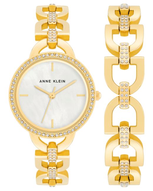 AK Anne Klein Crystal Accent Bracelet Watch 31mm Gift Set