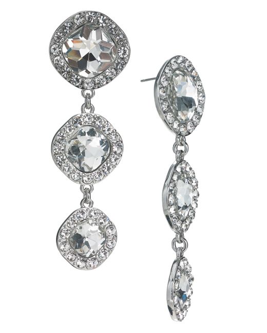 I.N.C. International Concepts Round Crystal Triple Drop Earrings Created for