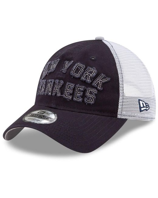 New Era New York Yankees Frayed Wordmark Trucker 9Twenty Adjustable Hat