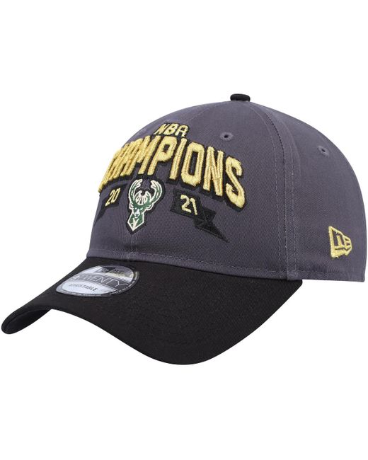 New Era Black Milwaukee Bucks Champs Replica 9Twenty Adjustable Hat