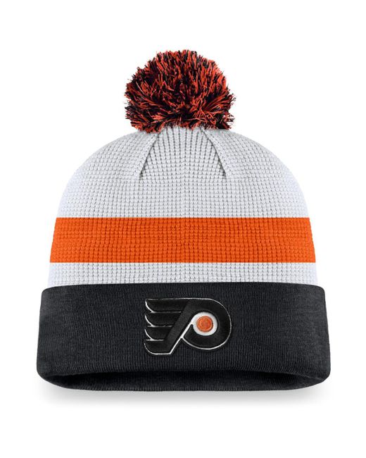 Fanatics Black Philadelphia Flyers Authentic Pro Draft Cuffed Knit Hat with Pom