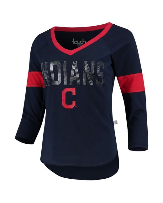 Touch Cleveland Indians Ultimate Fan 3/4-Sleeve Raglan V-Neck T-shirt