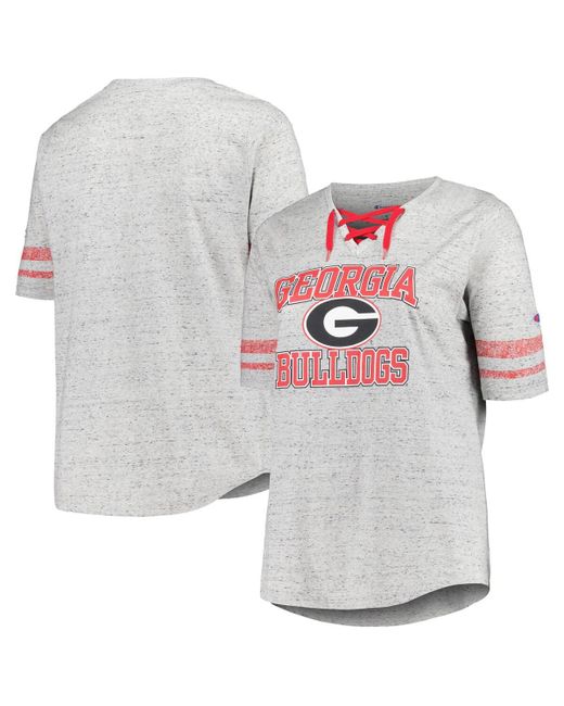 Profile Distressed Georgia Bulldogs Plus Striped Lace-Up V-Neck T-shirt