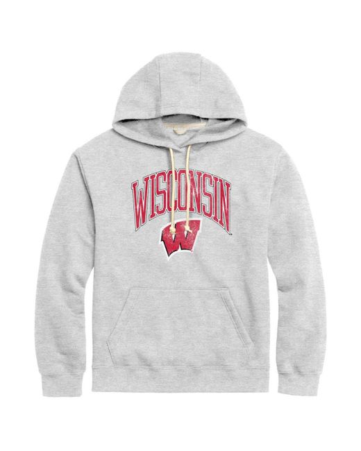 League Collegiate Wear Distressed Wisconsin Badgers Tall Arch Essential Pullover Hoodie
