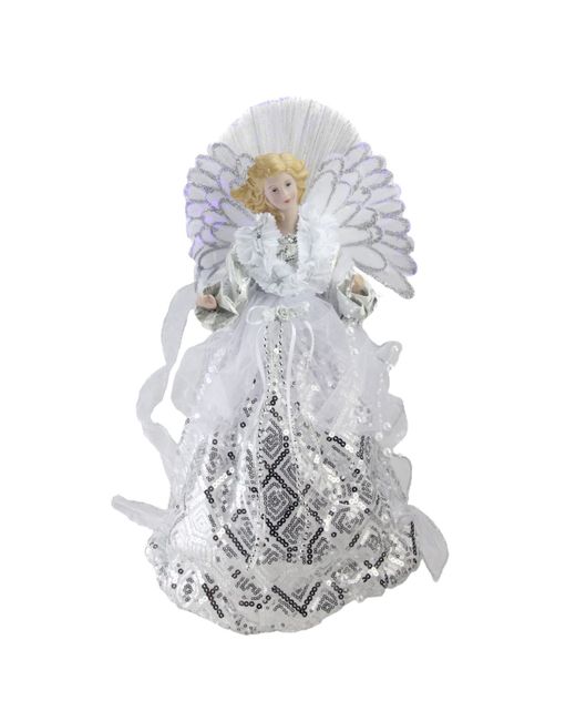 Northlight 16 Lighted Fiber Optic Angel White and Sequined Gown Christmas Tree Topper