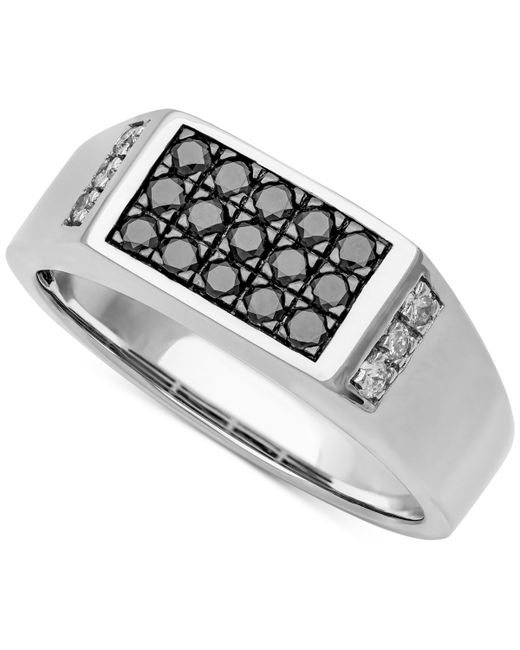 Macy's Black White Diamond Cluster Ring 1/2 ct. t.w. Sterling