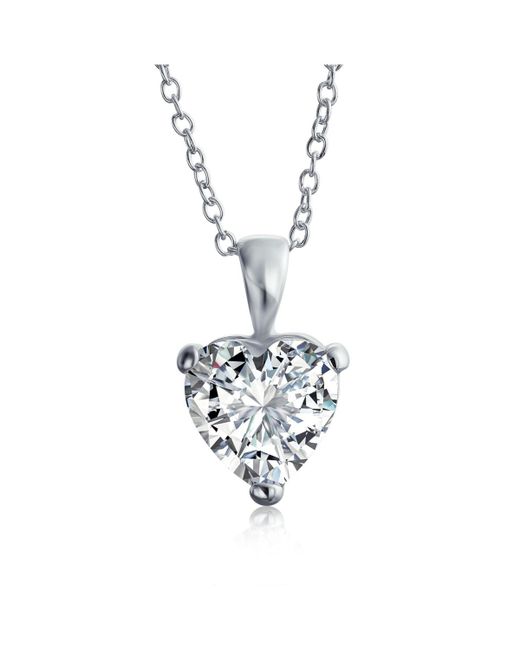 Bling Jewelry Timeless Elegance 5CT Heart-Shaped Bridal Solitaire Pendant Necklace 925 Sterling Aaa Cz Cubic Zirconia for Teen
