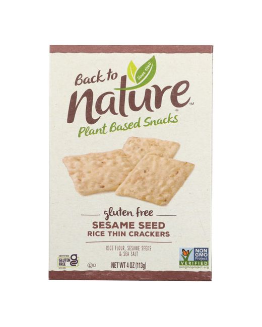 Back To Nature Sesame Seed Rice Thin Crackers and Seeds Case of 12 4 oz.