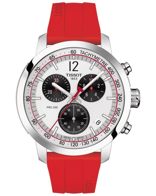 Tissot Swiss Chronograph Prc 200 Silicone Strap Watch 42mm