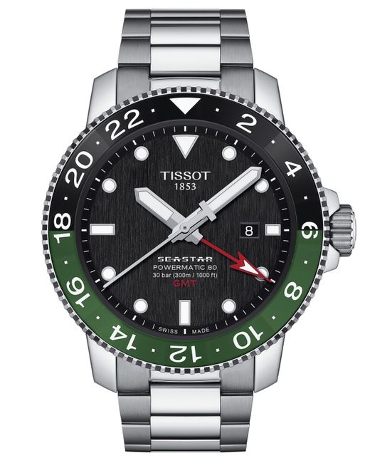 Tissot Swiss Automatic Seastar 1000 Powermatic 80 Gmt Stainless Steel Bracelet Watch 46mm