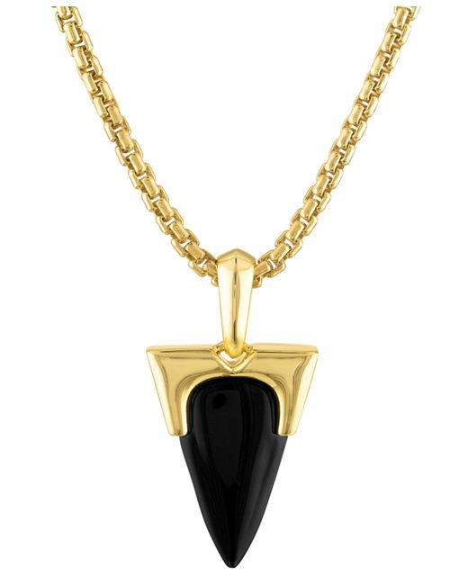 Bulova Icon Black Onyx Pendant Necklace 14k Gold-Plated Sterling 24 2 extender