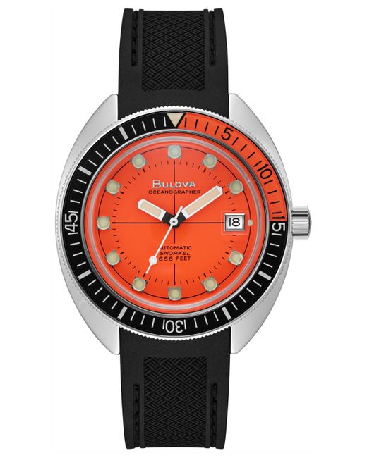 Bulova Automatic Oceanographer Gmt Black Polyurethane Strap Watch 41mm
