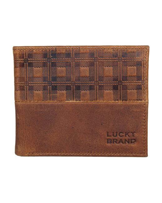 Lucky Brand Plaid Embossed Leather Bifold Wallet