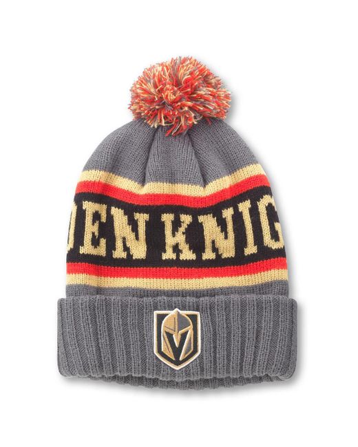 American Needle Black Vegas Golden Knights Pillow Line Cuffed Knit Hat with Pom