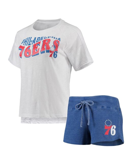 Concepts Sport Philadelphia 76Ers Resurgence Slub Burnout Raglan T-shirt and Shorts Sleep Set