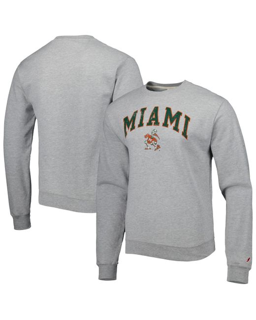 League Collegiate Wear Miami Hurricanes 1965 Arch Essential Fleece Pullover Sweatshirt
