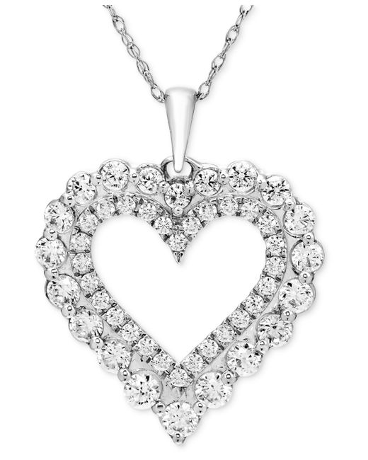Macy's Diamond Double Heart 18 Pendant Necklace 1 ct. t.w. 10k
